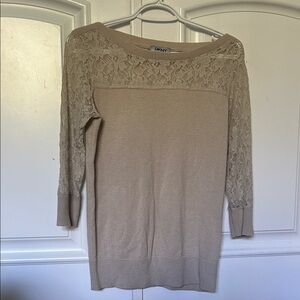 DKNY Beige Lace Top Sweater